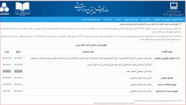 آغاز سفارش کتب درسی پایه‌های اول، هفتم و دهم از ۵ تیرماه